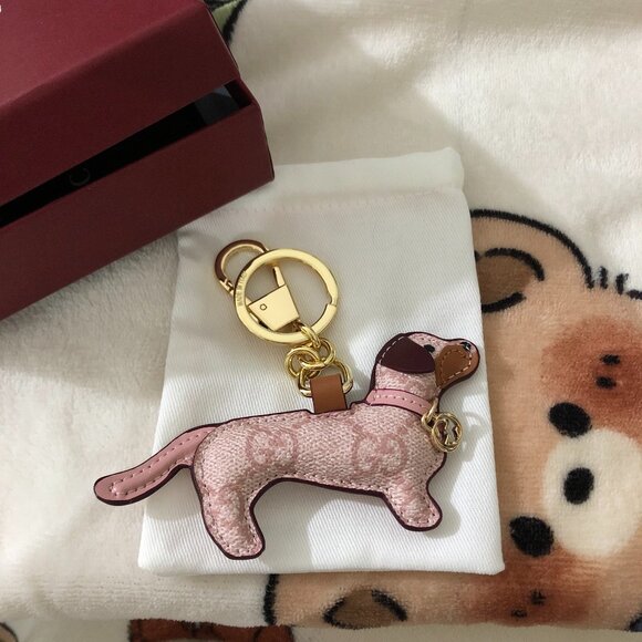 Gucci Pink Dog Bag Decorative Keychain - Picture 1 of 7